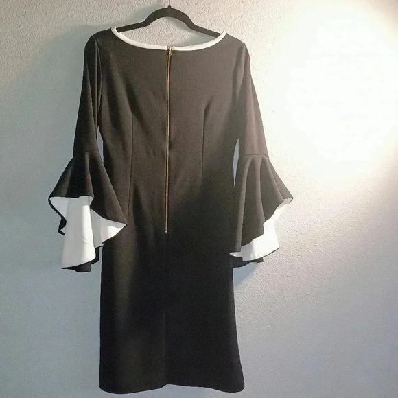 Shelby & Palmer Sheath Dress Size 8 Black and White Flare Sleeve Dressy Casual - Picture 7 of 12